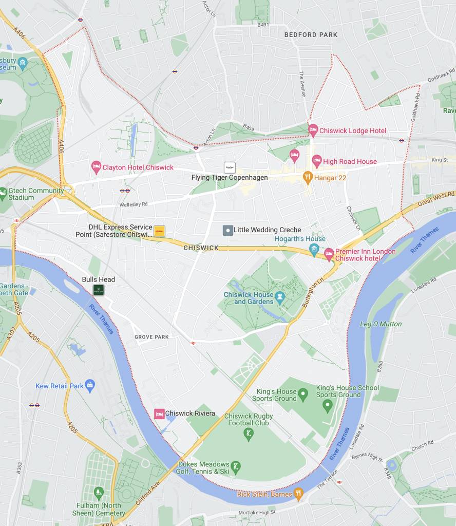 Map of Chiswick area for a massage at home